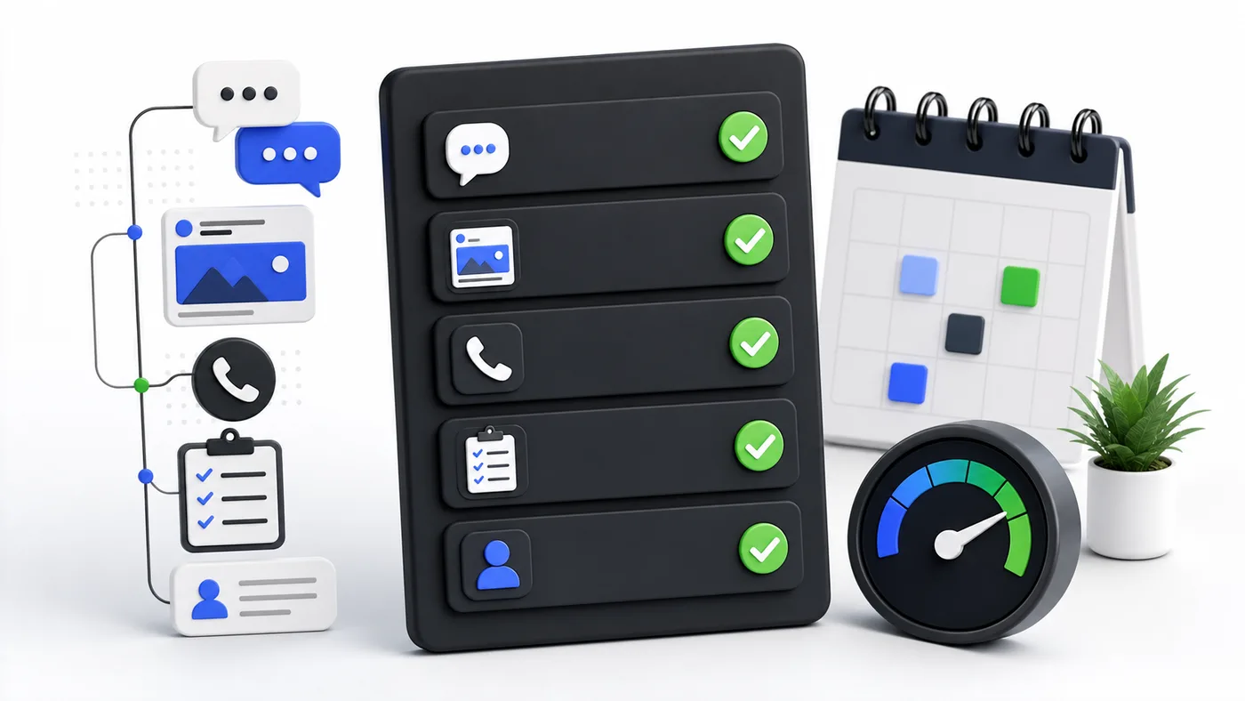 Offer change rollout checklist with DM, ad, call, onboarding, and delivery updates marked complete